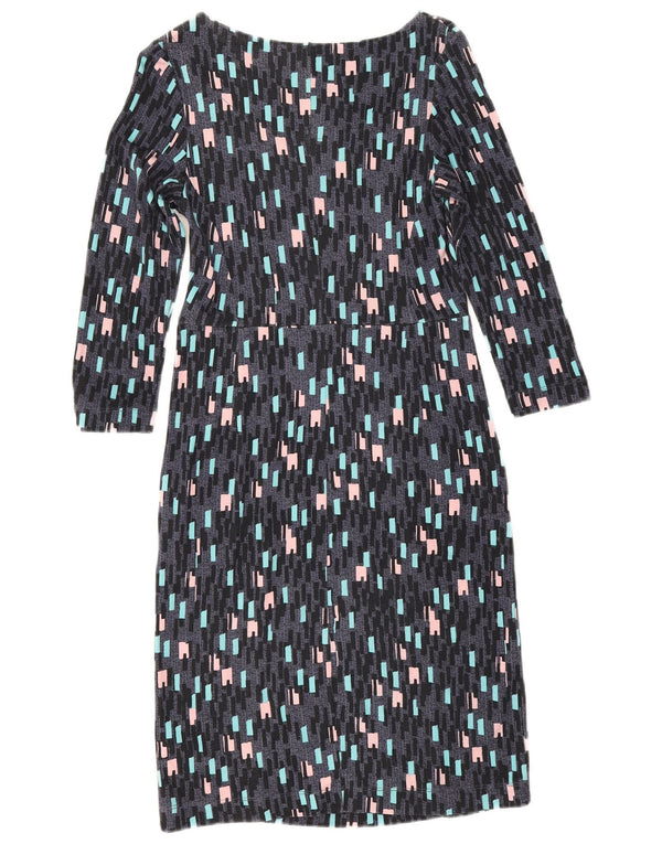 White Stuff Womens 3/4 Sleeve Sheath Dress UK 6 XS Grey Geometric Viscose