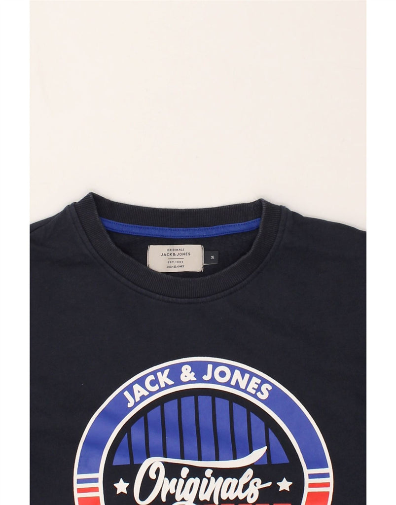 JACK & JONES Womens Graphic Sweatshirt Jumper UK 14 Medium Navy Blue | Vintage Jack & Jones | Thrift | Second-Hand Jack & Jones | Used Clothing | Messina Hembry 