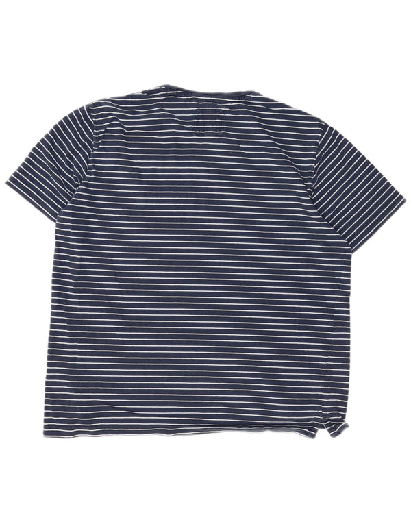 Crew Clothing Mens T-Shirt Top XL Navy Blue Striped Cotton