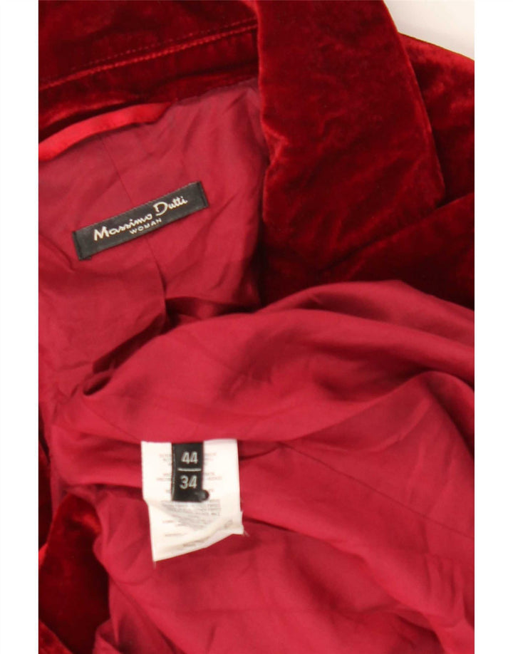 Massimo Dutti Womens 1 Button Velvet Blazer Jacket EU 44 XL Red Viscose