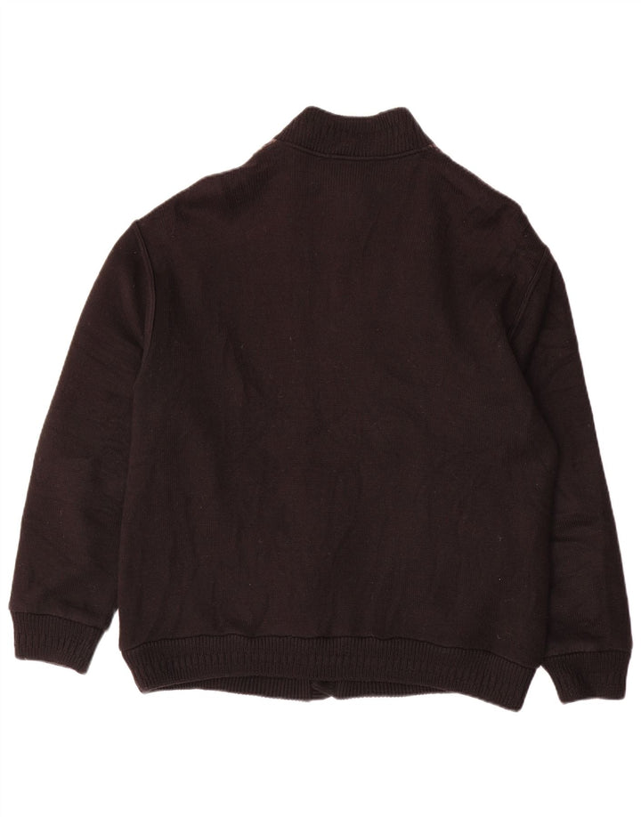 LUCIANO CHIARI Mens Cardigan Sweater IT 52 Large Black Geometric Wool