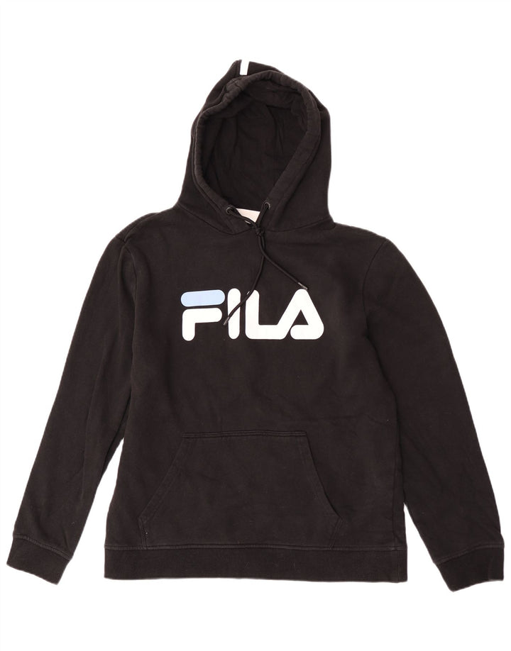 Fila Mens Graphic Hoodie Jumper Medium Black Cotton