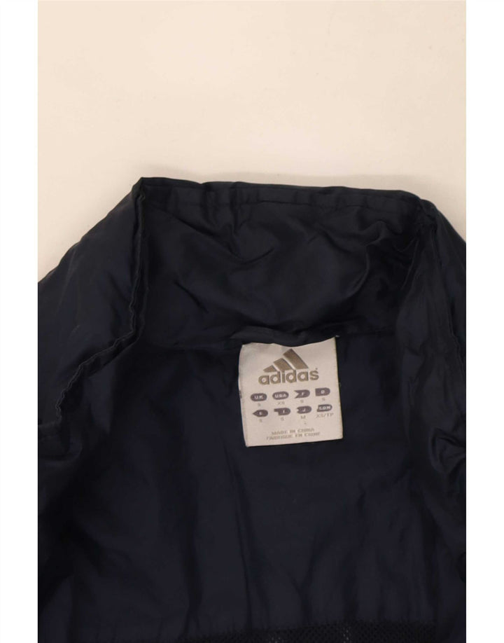 Adidas Mens Hooded Rain Jacket UK 36 Small Navy Blue Polyamide