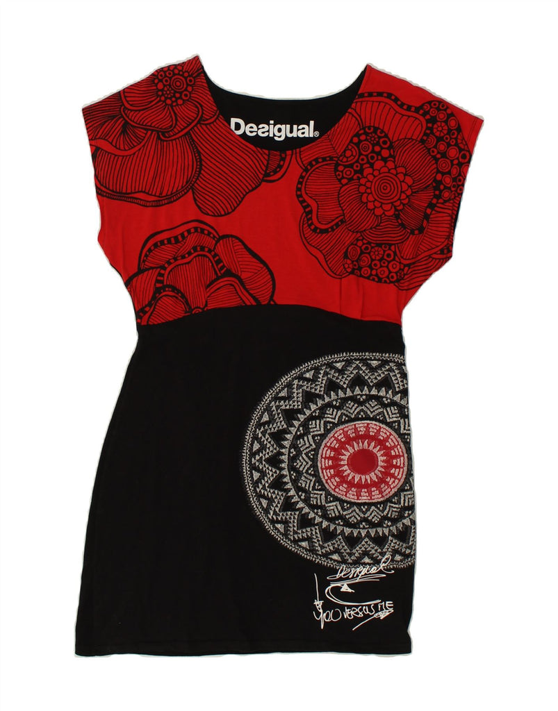 DESIGUAL Womens Graphic Sheath Dress UK 16 Large Black Colourblock Vintage Desigual and Second-Hand Desigual from Messina Hembry 