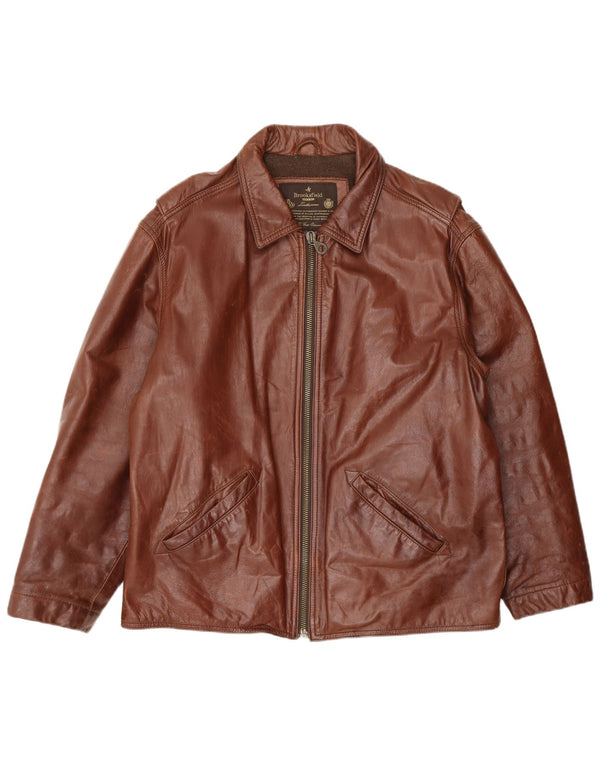 Brooksfield Mens Leather Jacket IT 50 Large Brown Leather