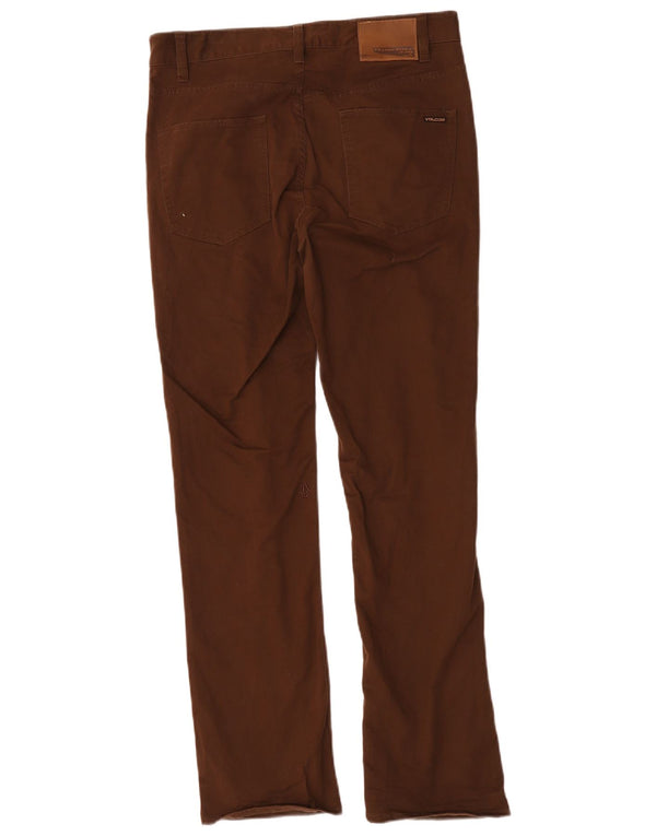 Volcom Mens Solver Straight Casual Trousers W30 L31 Brown Cotton