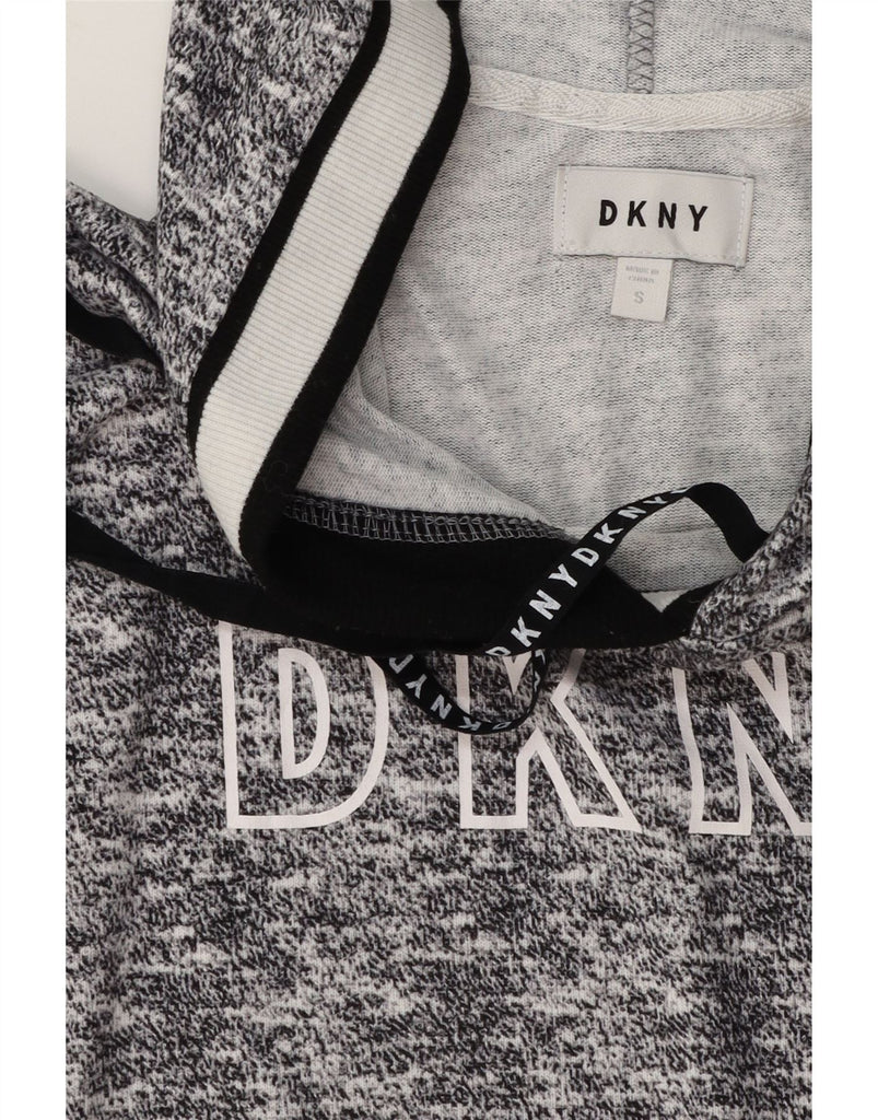 DKNY Womens Graphic Hoodie Dress UK 10 Small Grey Flecked Polyester Vintage Dkny and Second-Hand Dkny from Messina Hembry 