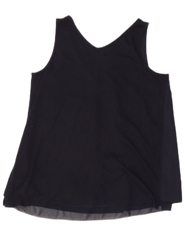 Tommy Hilfiger Womens Sleeveless Blouse Top UK 14 Large Navy Blue Cotton
