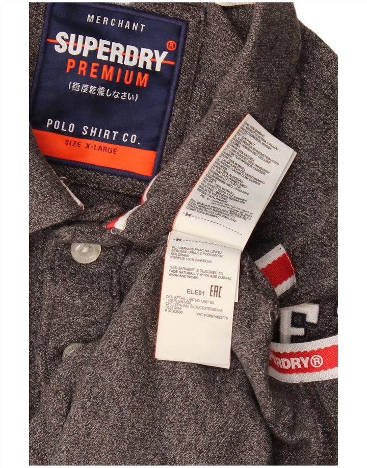 Superdry Mens Graphic Polo Shirt XL Grey Flecked Cotton