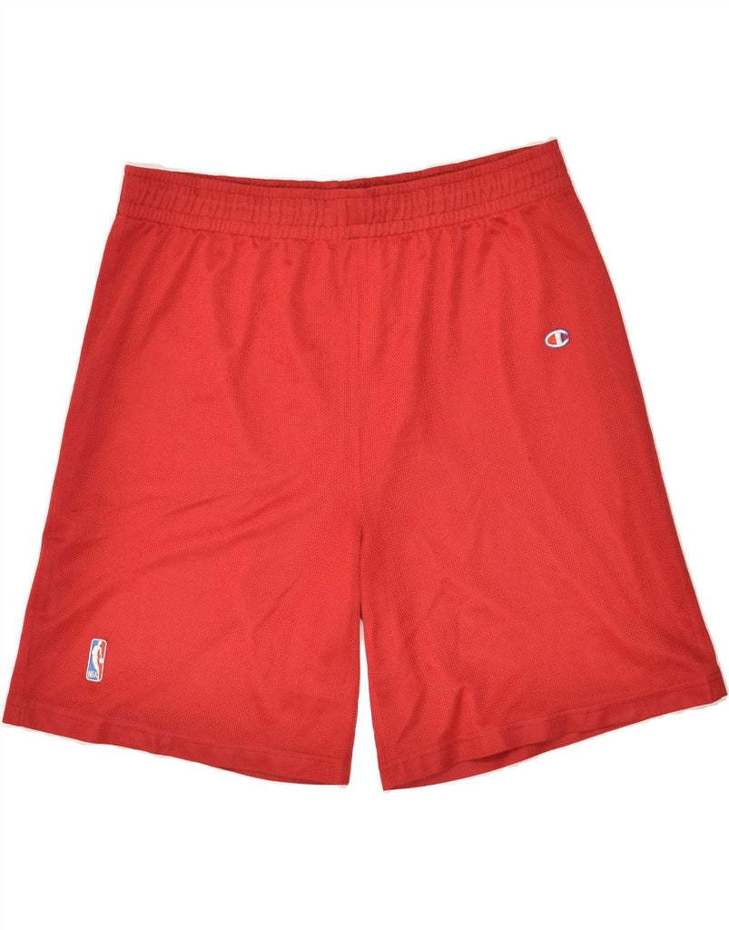 CHAMPION Mens NBA Graphic Sport Shorts XL Red Polyester | Vintage Champion | Thrift | Second-Hand Champion | Used Clothing | Messina Hembry 