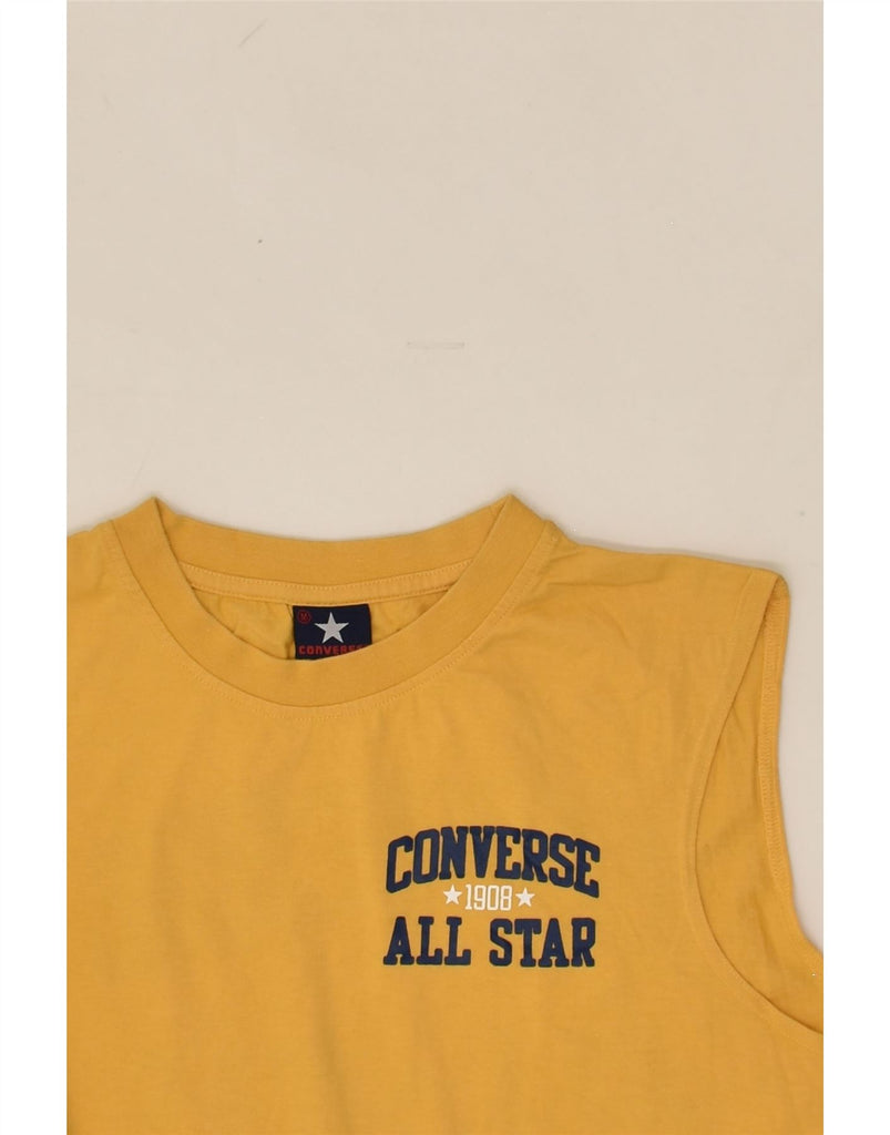 CONVERSE Mens Graphic Vest Top Medium Yellow Cotton | Vintage Converse | Thrift | Second-Hand Converse | Used Clothing | Messina Hembry 