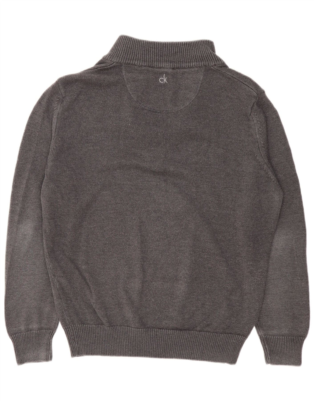 Calvin Klein Mens Zip Neck Jumper Sweater XL Grey Cotton