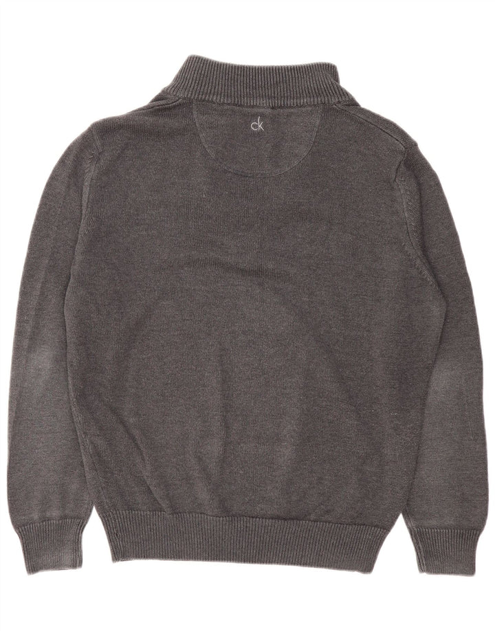 Calvin Klein Mens Zip Neck Jumper Sweater XL Grey Cotton