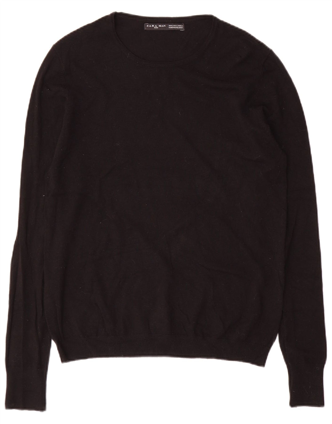 Zara Mens Crew Neck Jumper Sweater Large Black