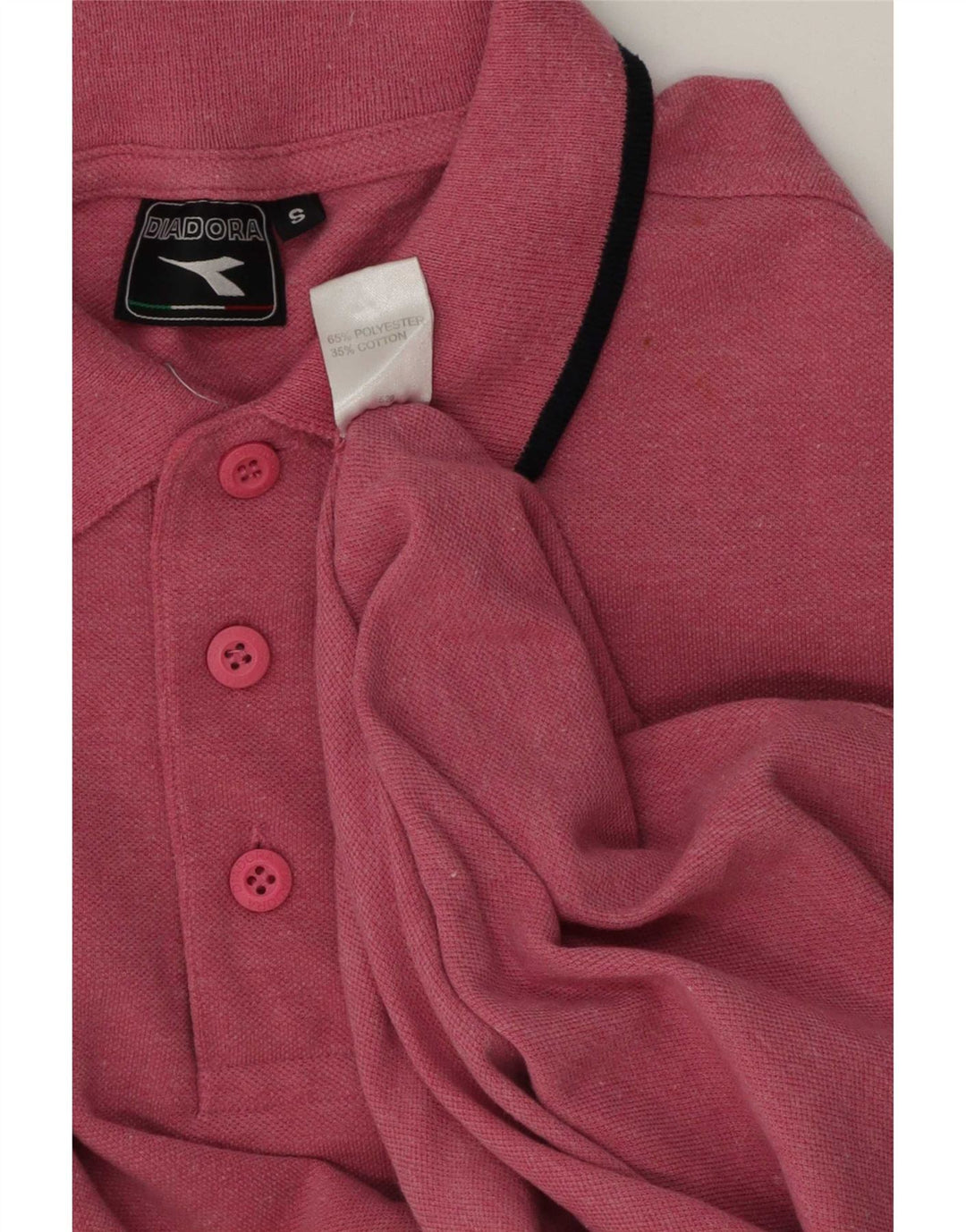 Diadora Mens Polo Shirt Small Pink Striped Polyester