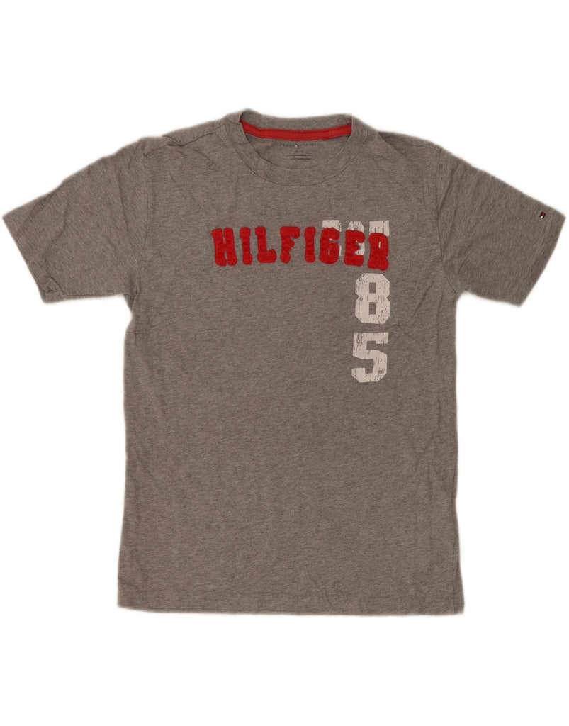 TOMMY HILFIGER Boys Graphic T-Shirt Top 8-9 Years Medium Grey Cotton Vintage Tommy Hilfiger and Second-Hand Tommy Hilfiger from Messina Hembry 