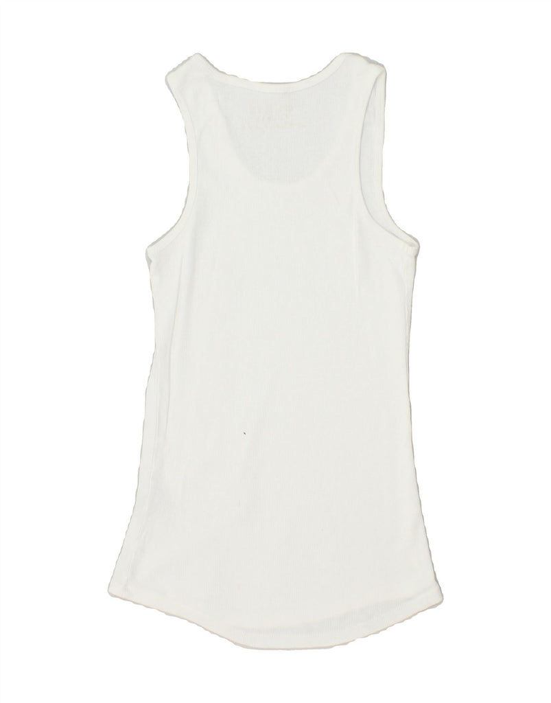 GUESS Womens Graphic Vest Top UK 8 Small White Vintage Guess and Second-Hand Guess from Messina Hembry 