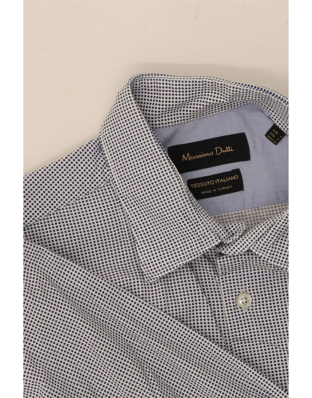 MASSIMO DUTTI Mens Shirt Small Navy Blue Spotted Vintage Massimo Dutti and Second-Hand Massimo Dutti from Messina Hembry 