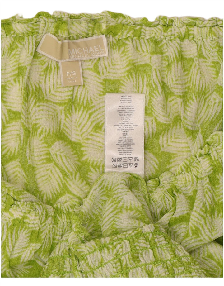 MICHAEL KORS Womens Oversized Off Shoulder Top UK 10 Small Green Floral