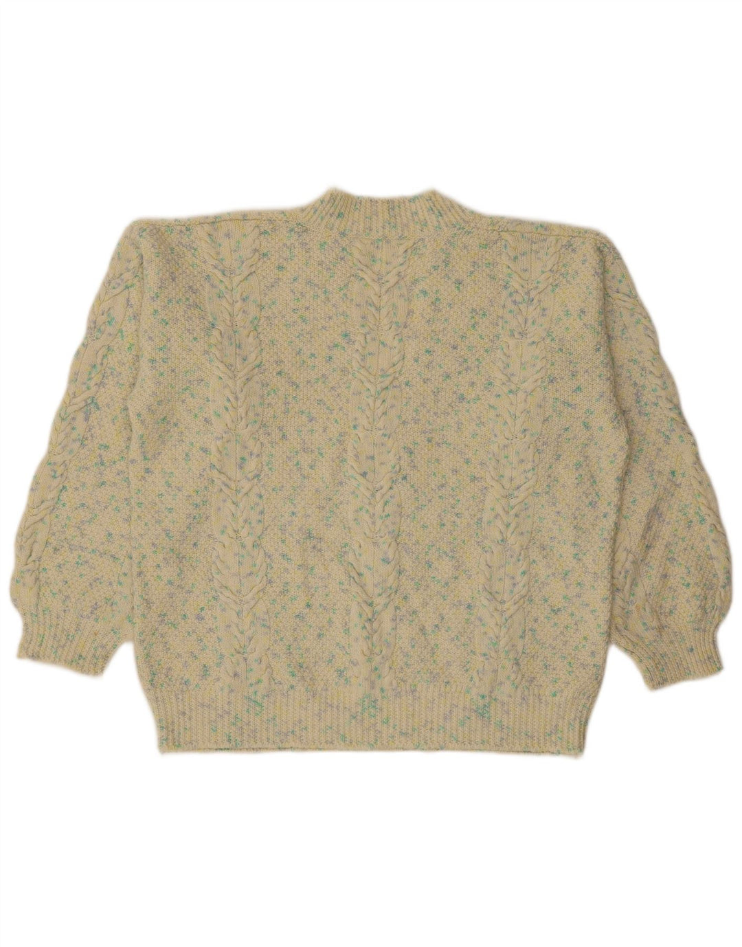 VINTAGE Womens V-Neck Jumper Sweater UK 18 XL Beige Flecked