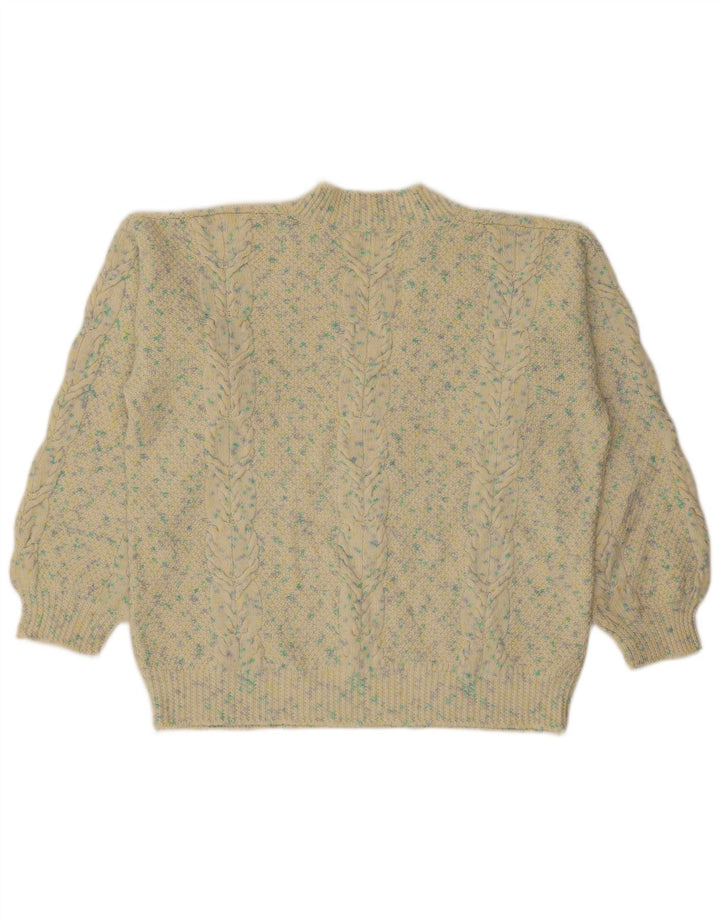 VINTAGE Womens V-Neck Jumper Sweater UK 18 XL Beige Flecked