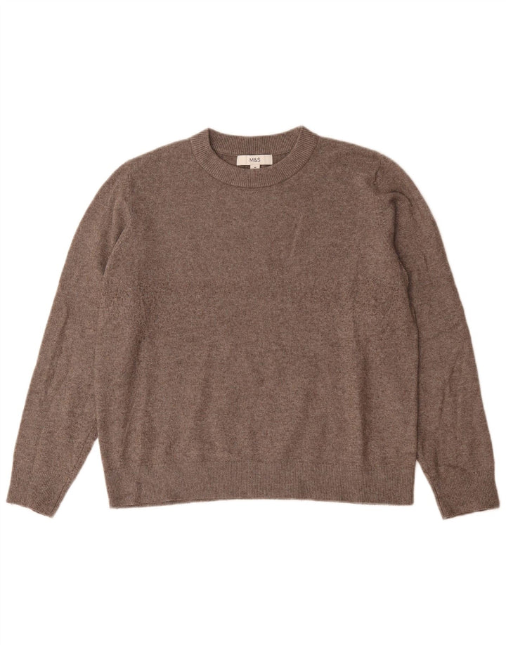 Marks & Spencer Womens Crew Neck Jumper Sweater UK 14 Medium Grey Polyester