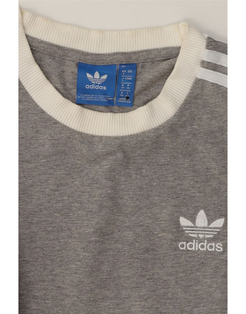 ADIDAS Womens Top Long Sleeve UK 8 Small Grey Cotton Vintage Adidas and Second-Hand Adidas from Messina Hembry 