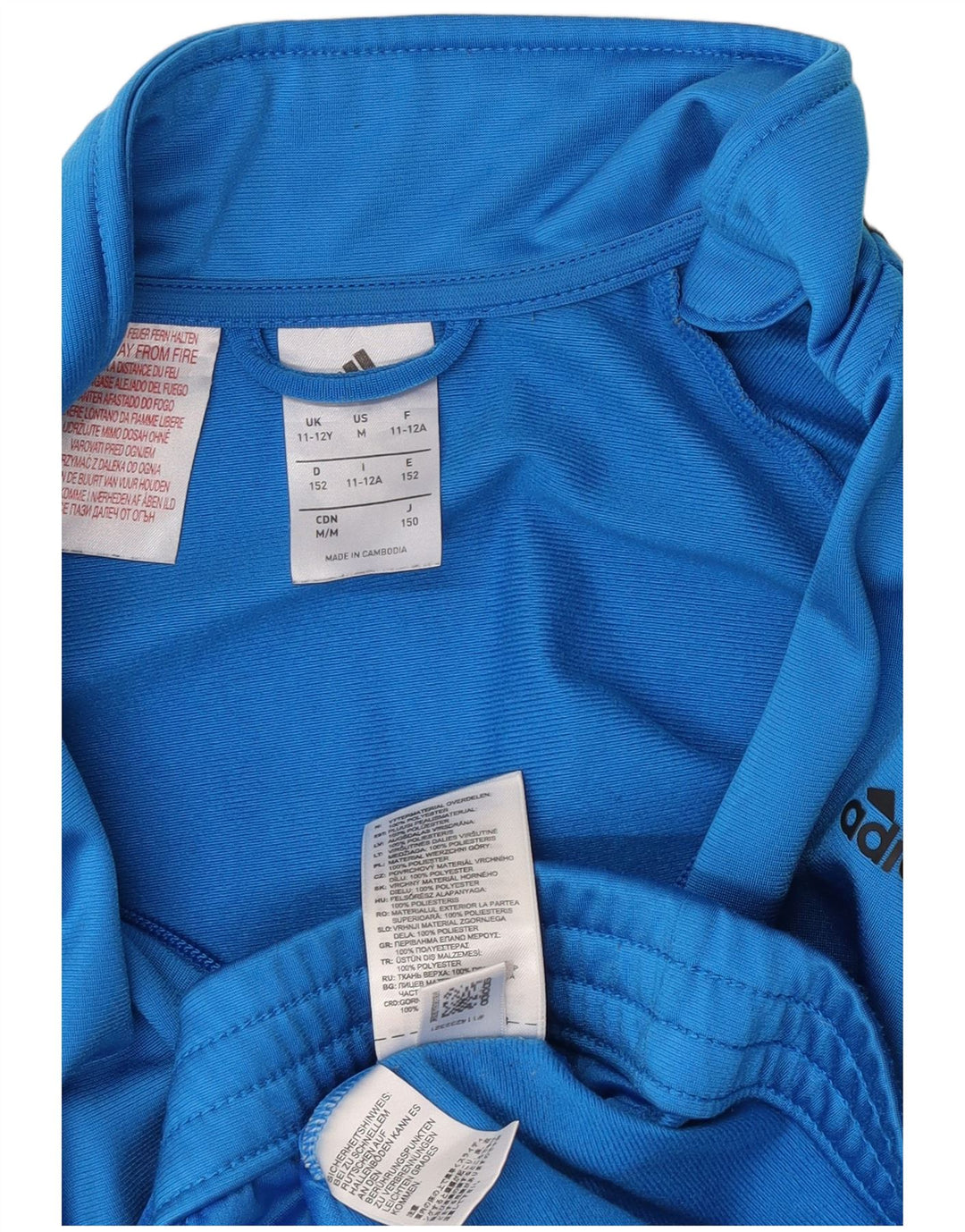 Adidas Boys Tracksuit Top Jacket 11-12 Years Blue Colourblock Polyester