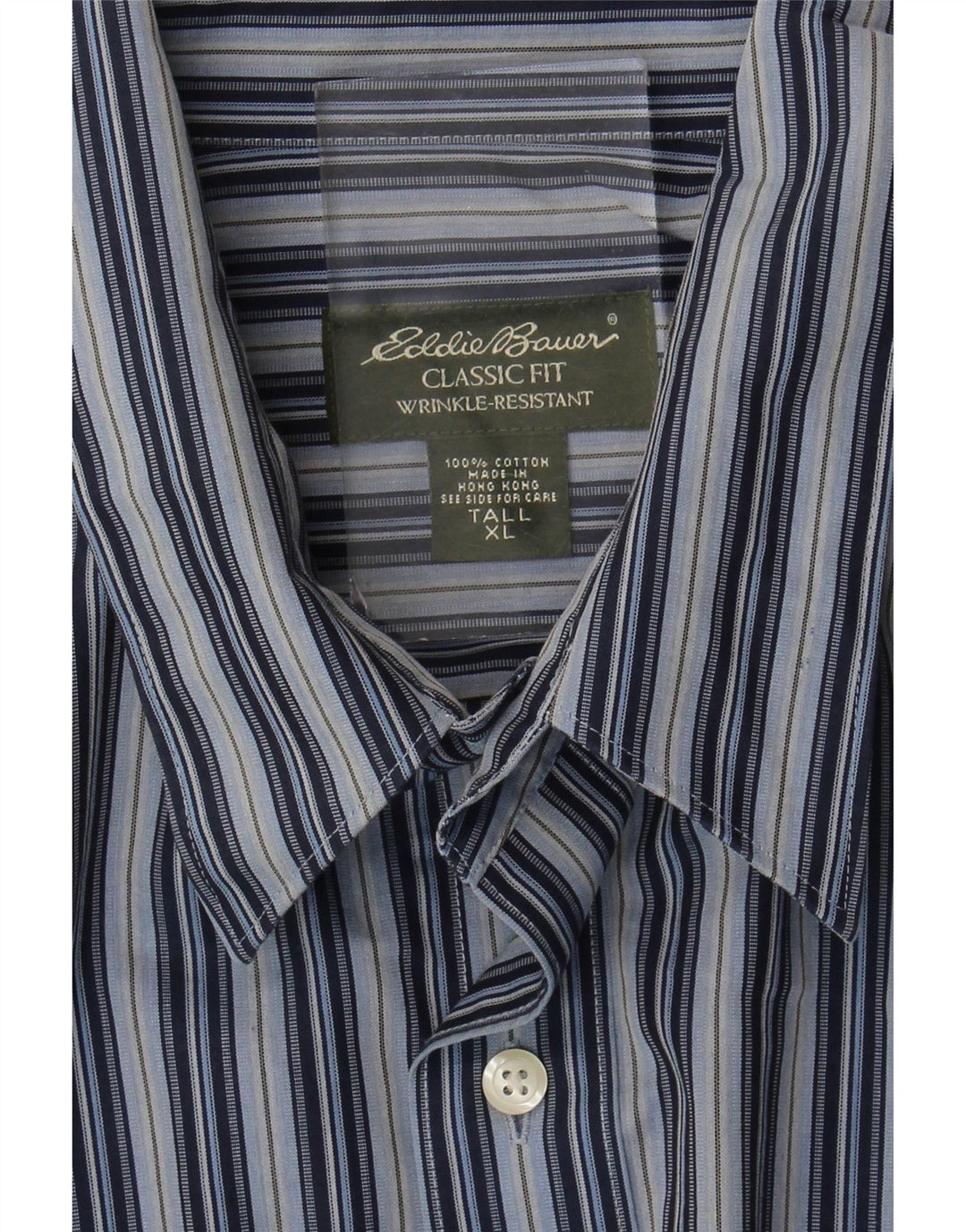 EDDIE BAUER Mens Tall Classic Fit Shirt XL Blue Striped Cotton