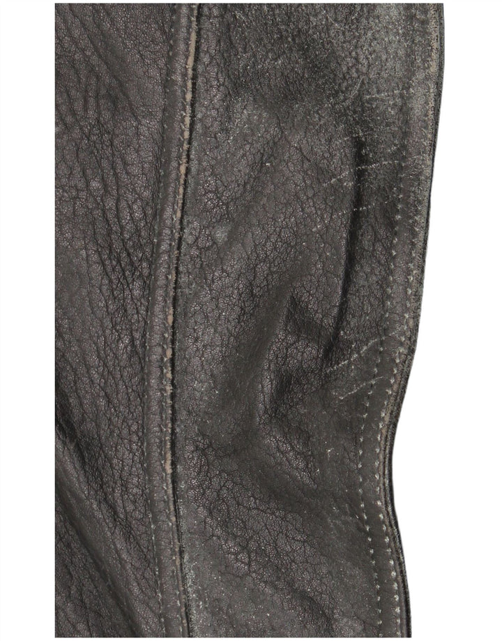 Clout Mens Leather Biker Jacket UK 42 XL Black Leather