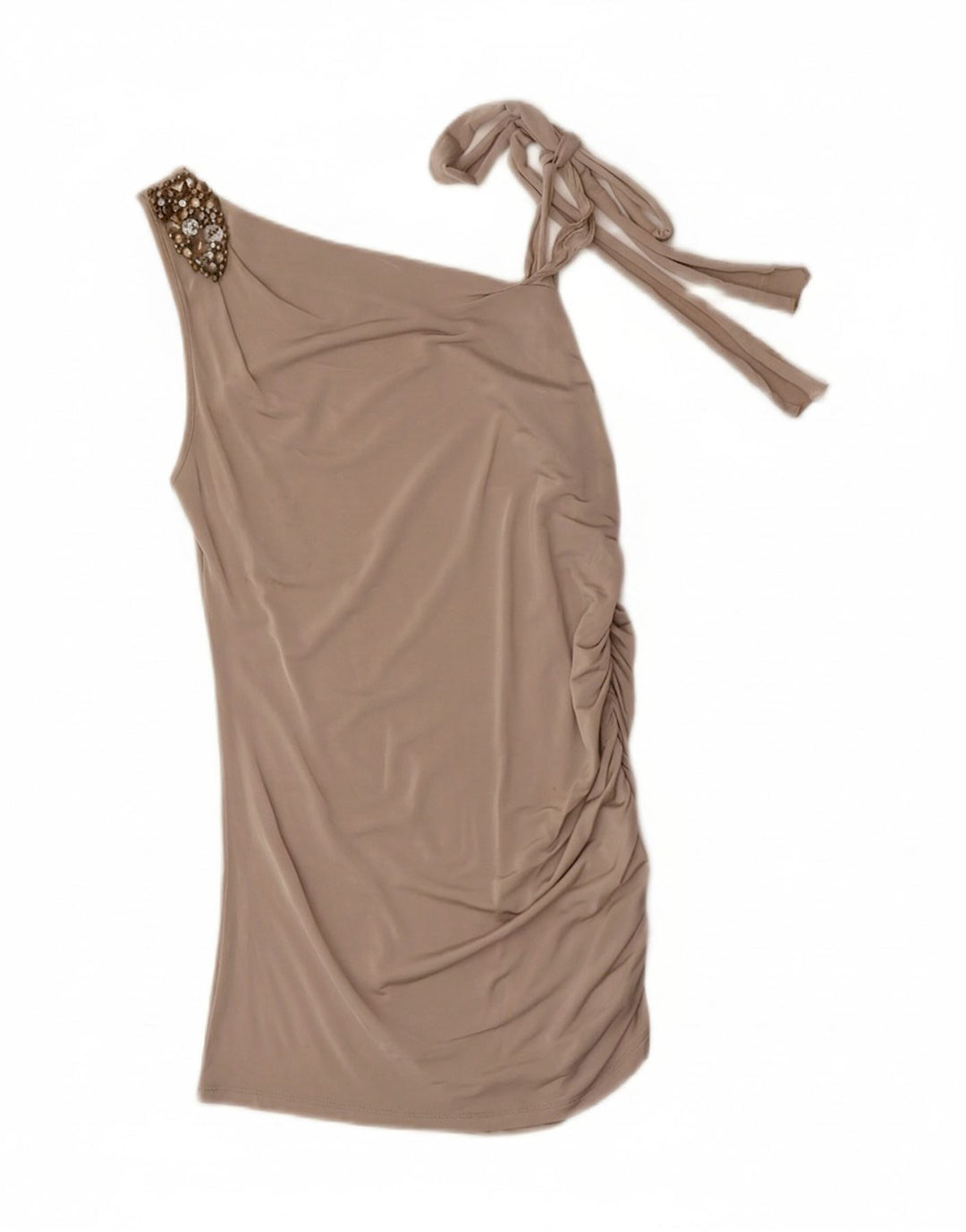 MARELLA Womens One Shoulder Top UK 16 Large Brown Viscose