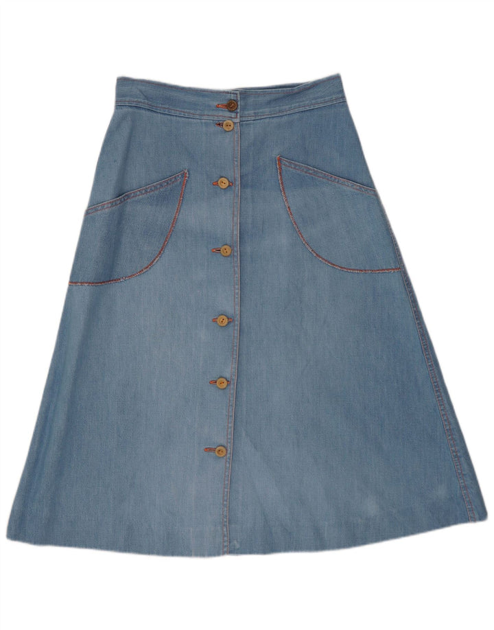 Vintage Womens Denim A-Line Skirt W26 Small Blue