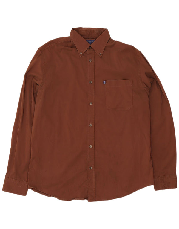 Trussardi Mens Shirt XL Brown Cotton