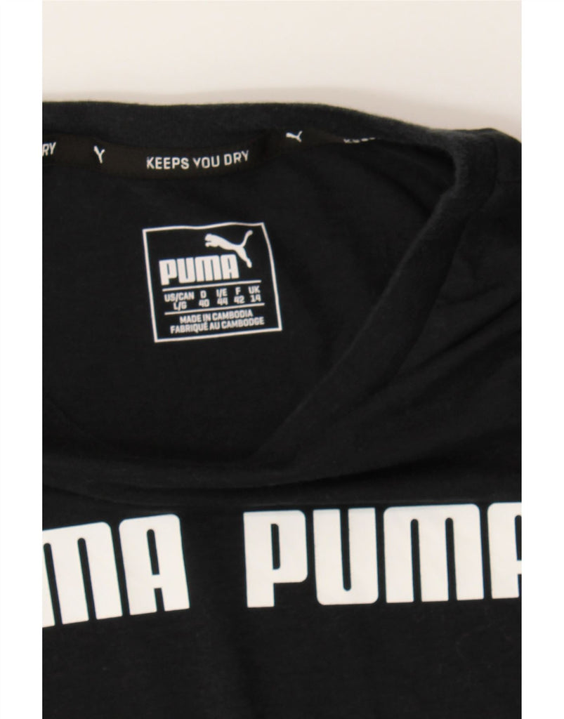 PUMA Womens Graphic T-Shirt Top UK 14 Large  Black Polyester Vintage Puma and Second-Hand Puma from Messina Hembry 