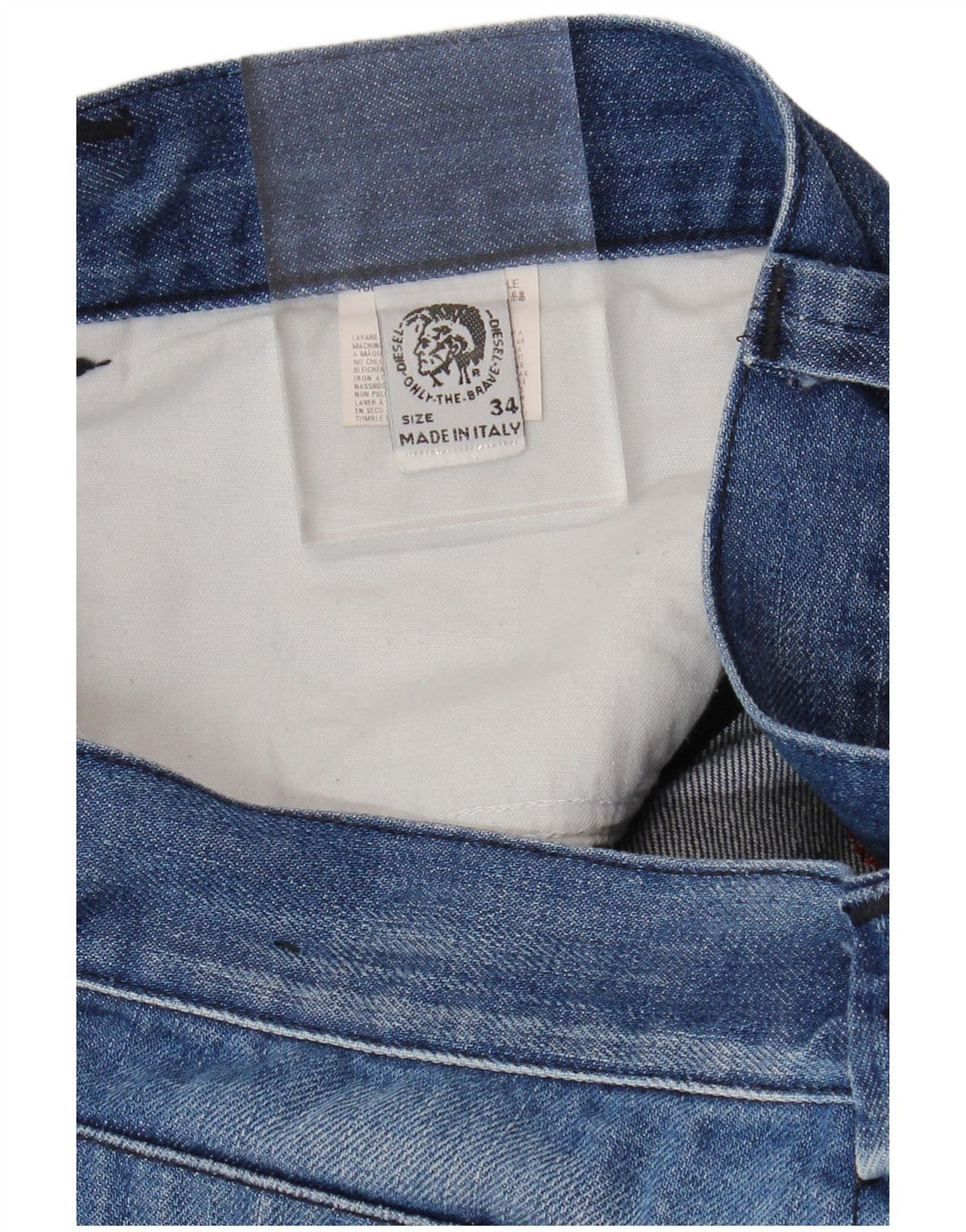 DIESEL Mens Acid Wash Straight Jeans W34 L29  Blue Cotton