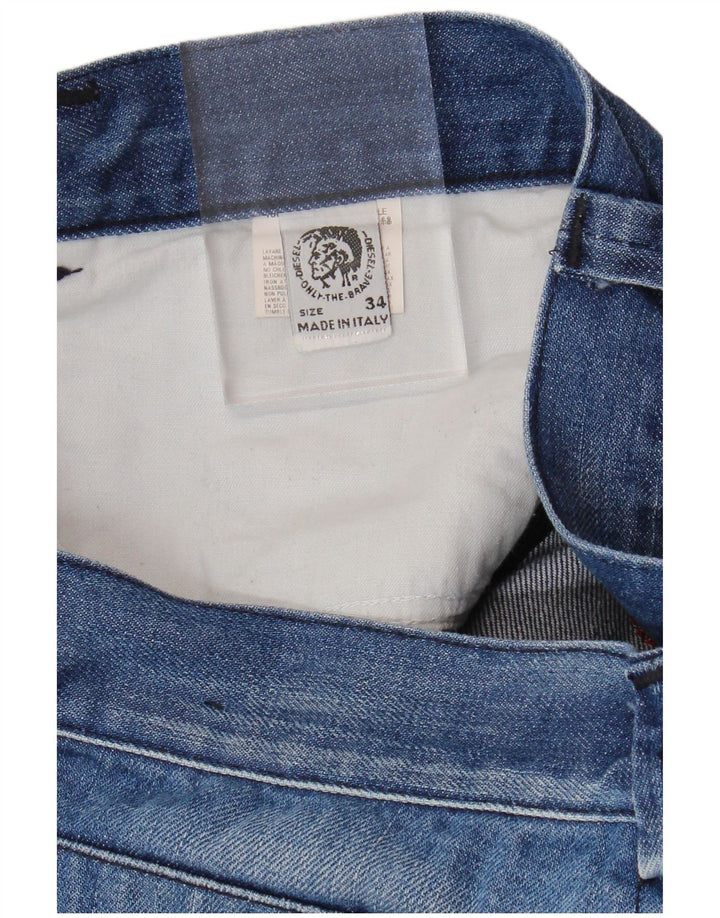 DIESEL Mens Acid Wash Straight Jeans W34 L29  Blue Cotton