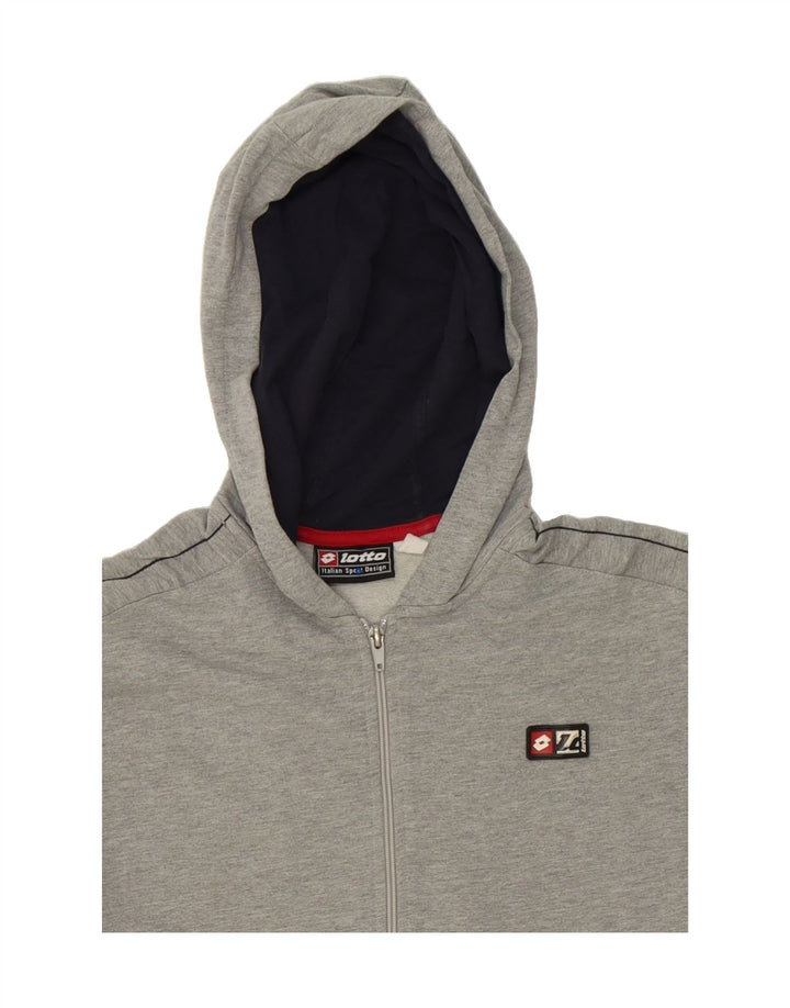 LOTTO Womens Zip Hoodie Sweater UK 14 Medium Grey Colourblock Vintage Lotto and Second-Hand Lotto from Messina Hembry 