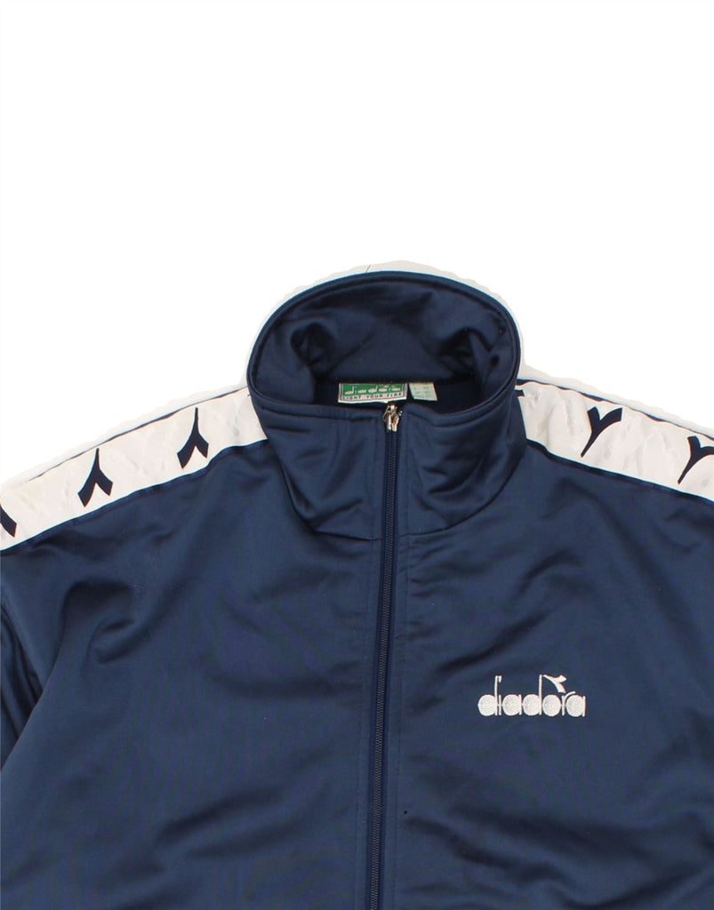 DIADORA Mens Graphic Tracksuit Top Jacket UK 42 Large Navy Blue | Vintage Diadora | Thrift | Second-Hand Diadora | Used Clothing | Messina Hembry 