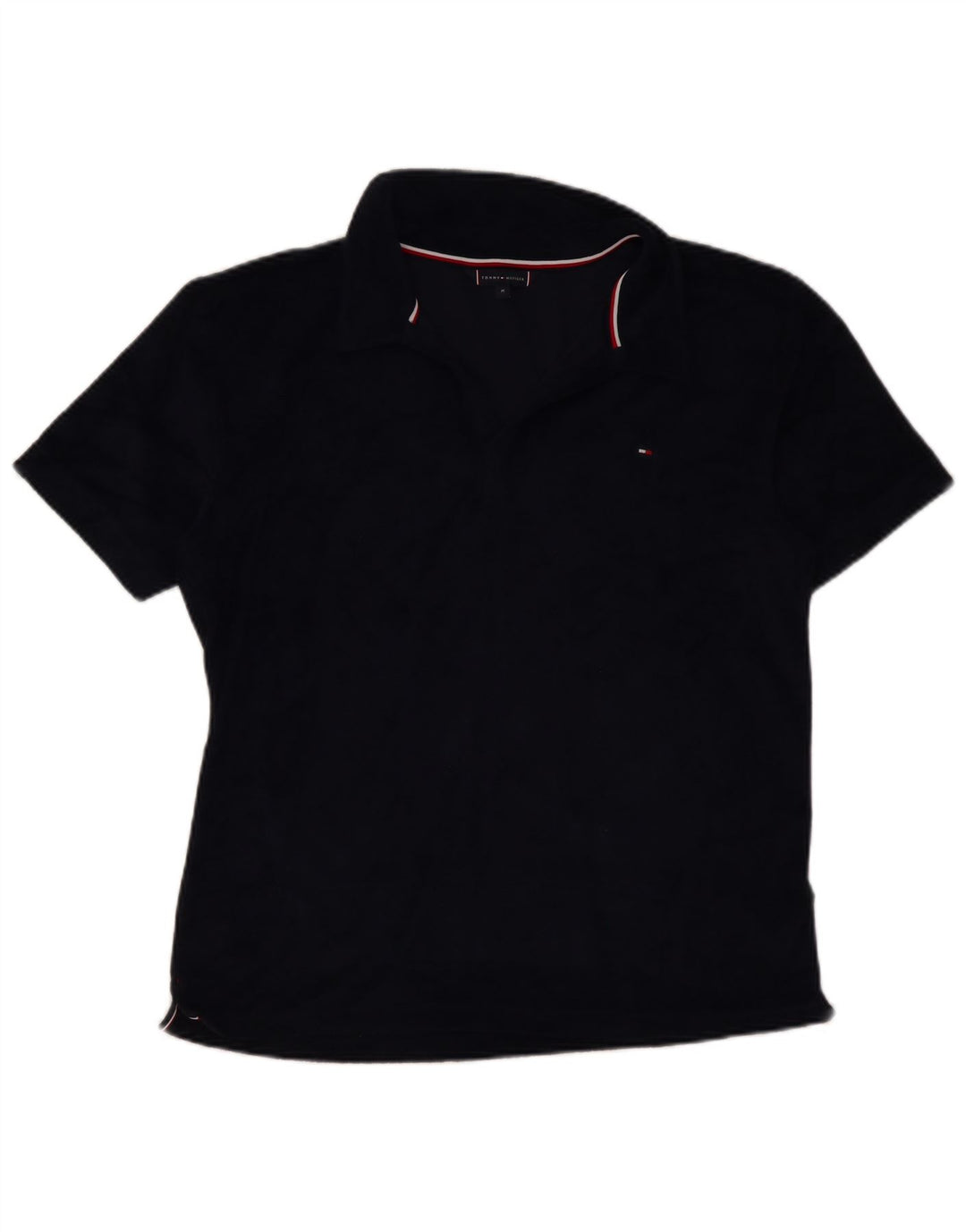 TOMMY HILFIGER Mens Polo Shirt Medium Navy Blue Cotton