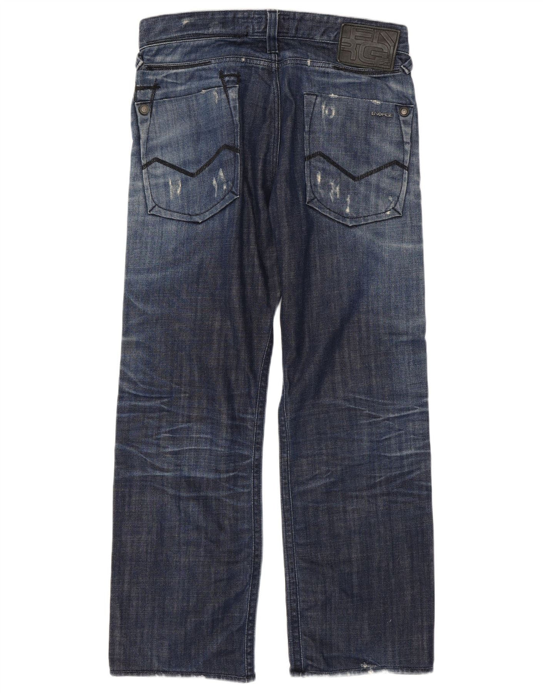 Energie Mens Distressed Straight Jeans W34 L29 Blue Cotton