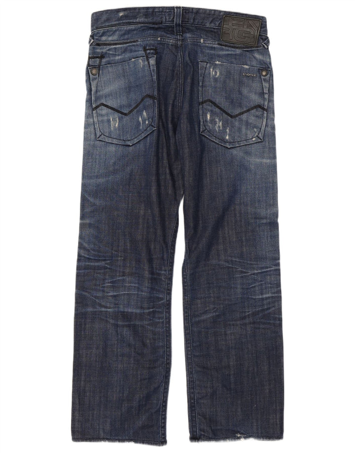 Energie Mens Distressed Straight Jeans W34 L29 Blue Cotton