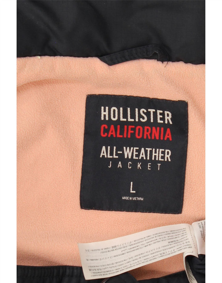 HOLLISTER Womens Hooded Parka Jacket UK 16 Large Navy Blue Polyester Vintage Hollister and Second-Hand Hollister from Messina Hembry 
