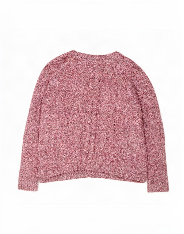 Fat Face Womens Crew Neck Jumper Sweater UK 18 XL Pink Flecked Cotton