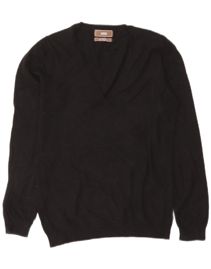 Marks & Spencer Womens V-Neck Jumper Sweater UK 12 Medium Black Viscose
