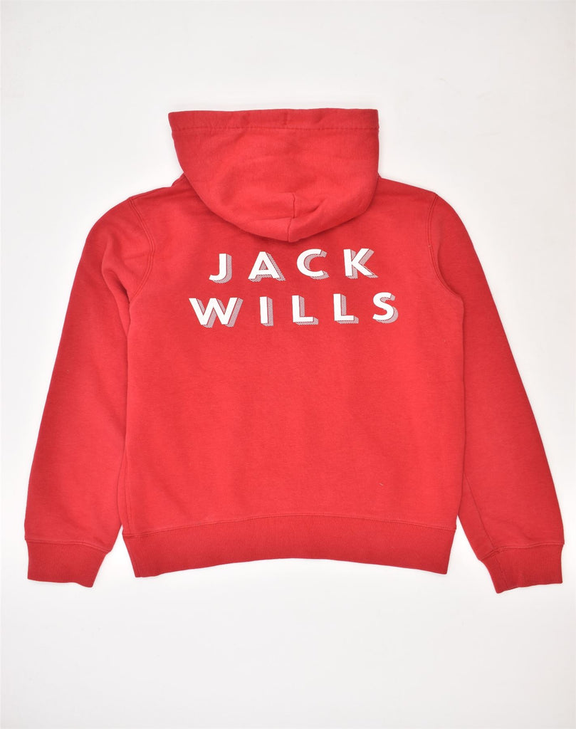 JACK WILLS Womens Oversized Graphic Hoodie Jumper UK 10 Small Red Cotton | Vintage | Thrift | Second-Hand | Used Clothing | Messina Hembry 