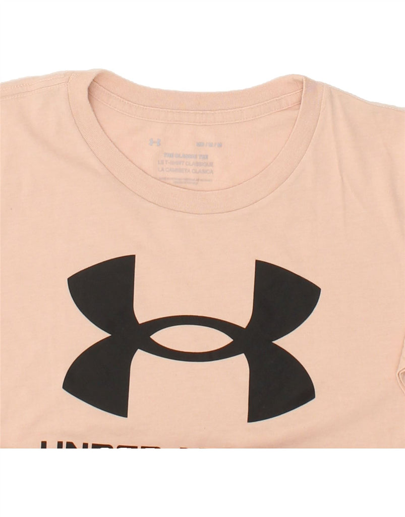 UNDER ARMOUR Womens Graphic T-Shirt Top UK 14 Medium Beige | Vintage Under Armour | Thrift | Second-Hand Under Armour | Used Clothing | Messina Hembry 