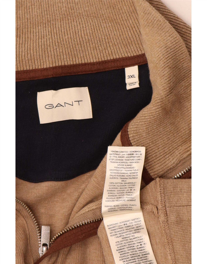 Gant Mens Zip Neck Jumper Sweater 3XL Brown Cotton