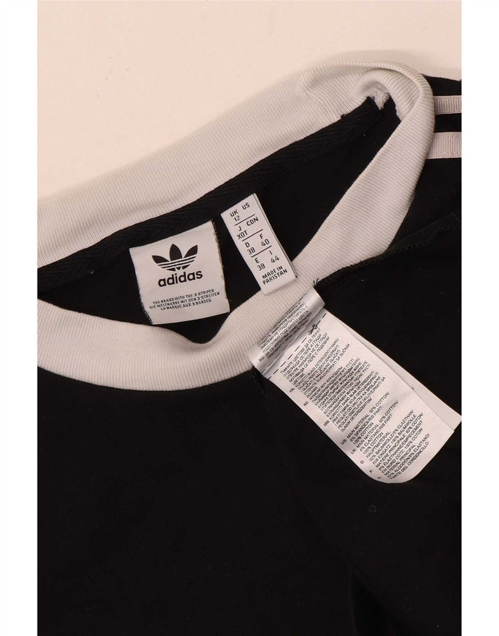 Adidas Womens Top Long Sleeve UK 12 Medium Black Cotton