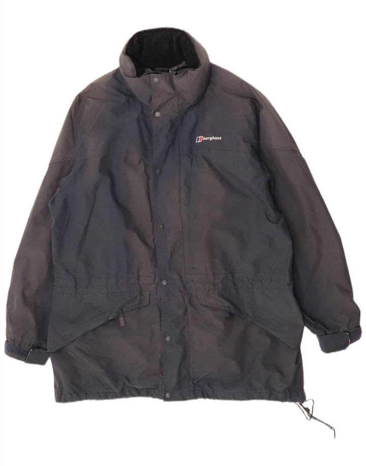 Berghaus Mens Hooded Rain Jacket UK 42 XL Navy Blue Polyester