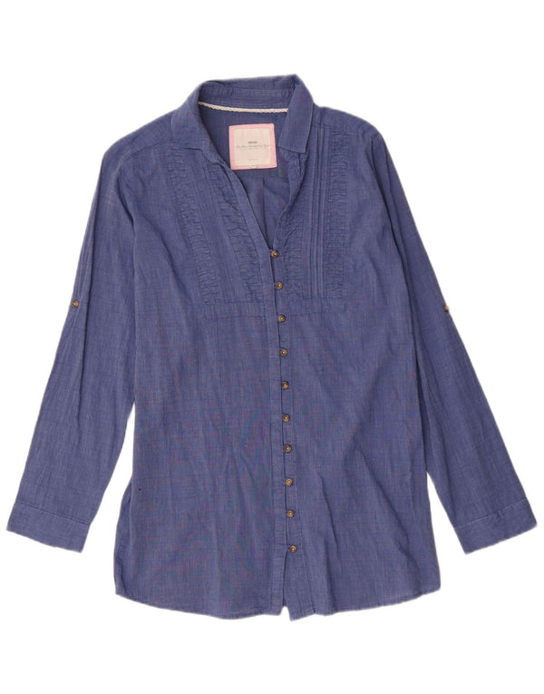 Brugi Womens Tuxedo Shirt UK 14 Medium Blue